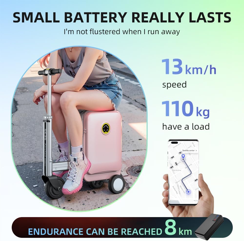Airwheel SE3S Smart Rideable Suitcase Electric Luggage Scooter For Travel (pink)