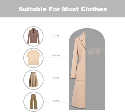 Garment Bags for Hanging Clothes, 45'' Suit Bag Cover for Storage and Travel, Dress Bags for Gowns Long, 2 Pack (Grey)