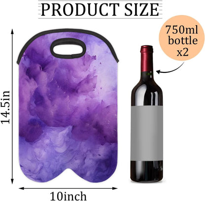 Wine Carrier Tote Personalized Bag for 2 Bottles - Neoprene Wine Bottle Holder with Carry Handle, Wine Protective Bag Insulated Bag Beer Cans Water Bottle Holder for Travel Picnic,Style9