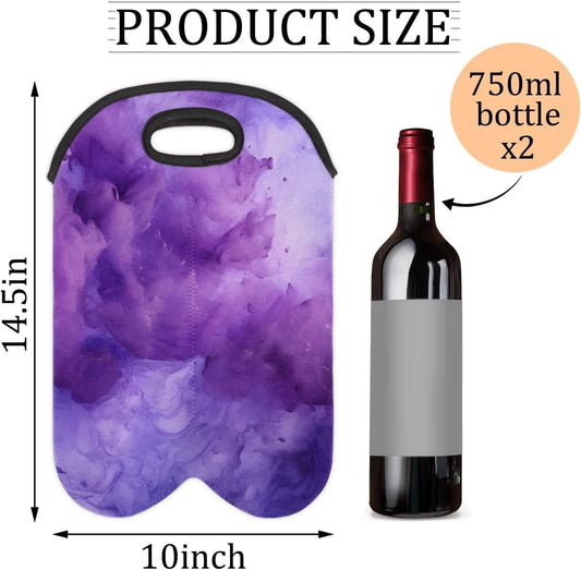 Wine Carrier Tote Personalized Bag for 2 Bottles - Neoprene Wine Bottle Holder with Carry Handle, Wine Protective Bag Insulated Bag Beer Cans Water Bottle Holder for Travel Picnic,Style9