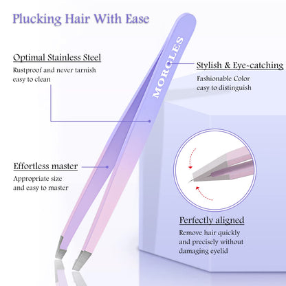 MORGLES Tweezers Set, Professional Nail Clippers and Tweezer Kit for Women and Men with Leather Travel Case, 9 Pack