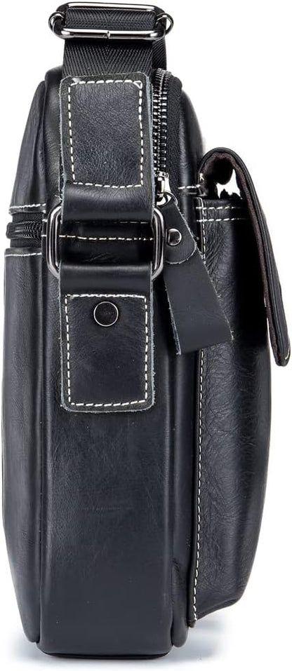 KPYWZER Genuine Leather Shoulder Bag Small Men Messenger Pack Handbag Sling Crossbody Bag Man Purse for Business
