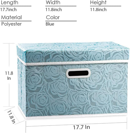 PRANDOM Larger Collapsible Storage Cube with Lid [1-Pack] Fabric Decorative Storage Bins Box Organizer Container Basket with Cover Handles for Bedroom Closet Living Room 17.7x11.8x11.8 Inch