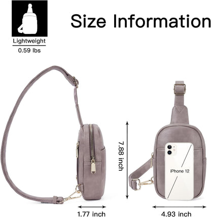 Telena Small Sling Bag for Women Leather Crossbody Fanny Packs Chest Bag for Women