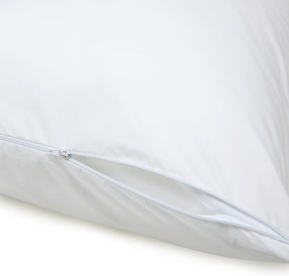 Amazon Basics Down Alternative Bed Pillows and Pillow Protector Case 2-Piece Set, Medium Density, Standard - Pack of 2, White, 26"L x 20"W