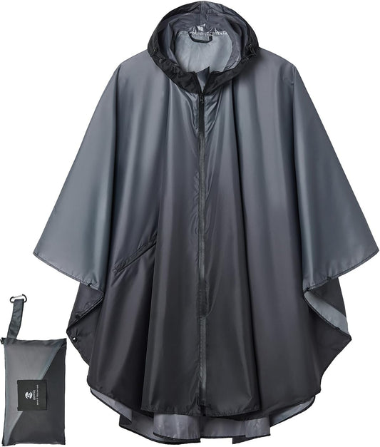 SaphiRose Rain Poncho Jacket Coat Hooded for Adults with Pockets