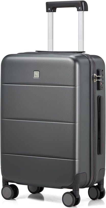 Hanke 24 Inch Checked Luggage with Spinner Wheels Hard Shell Suitcases Lightweight Travel TSA Luggage for Women Men Medium Suitcase(Graphite Grey)