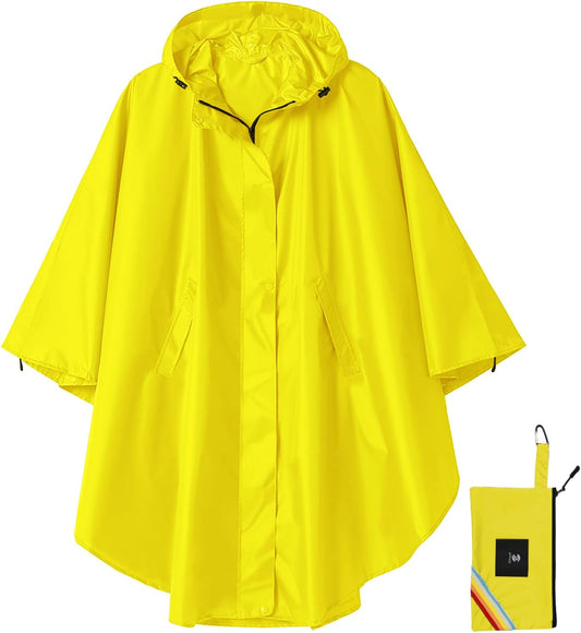 SaphiRose Unisex Rain Poncho Hooded Waterproof Raincoat for Adults Women