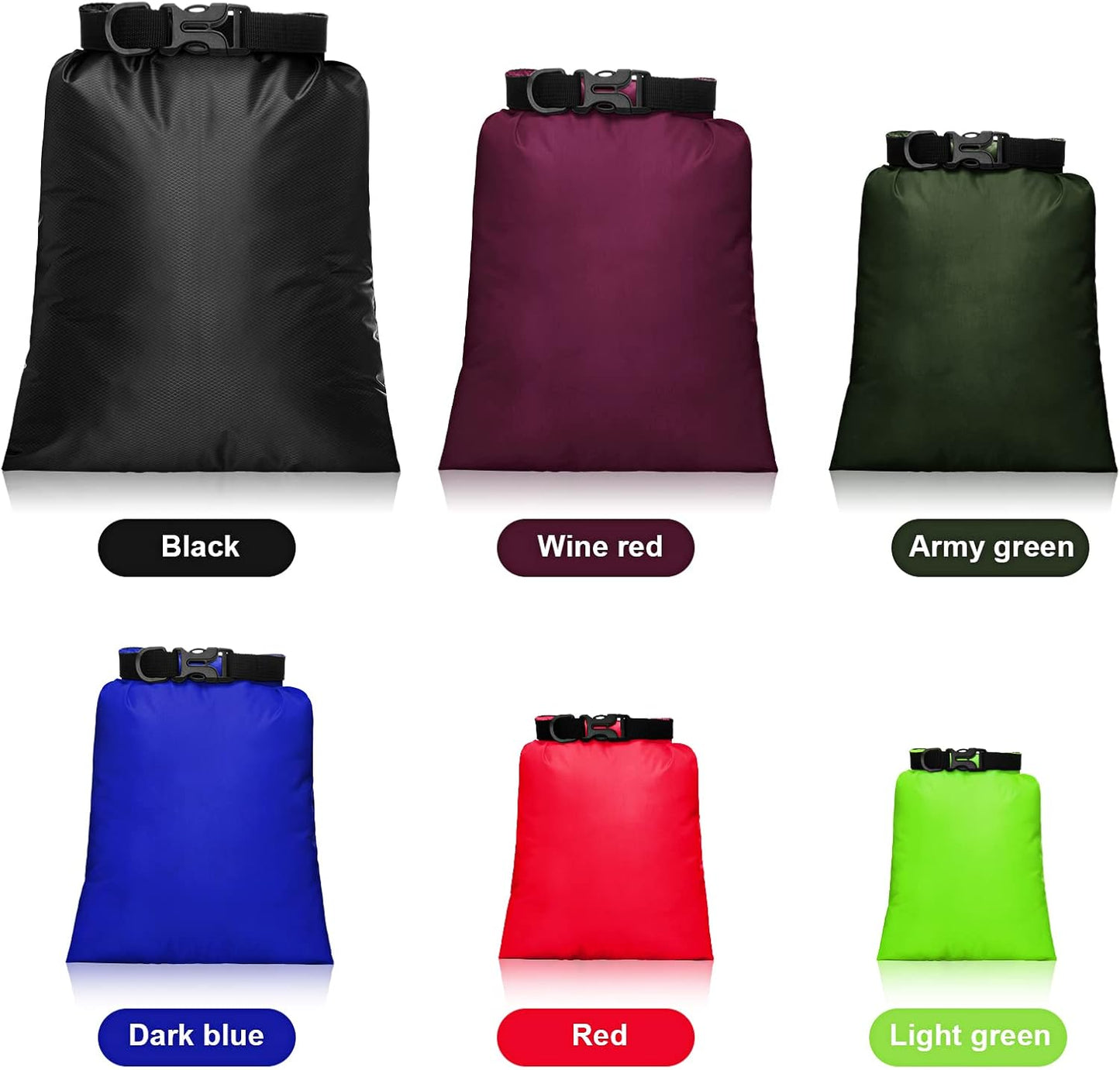 Shappy Waterproof Dry Bag Set 6 Sizes Lightweight Sacks and Long Adjustable Shoulder Strap Outdoor Water Proof Keep Gear Dry Bag Stuff Sacks for Backpacking, Boating, Hiking, Camping