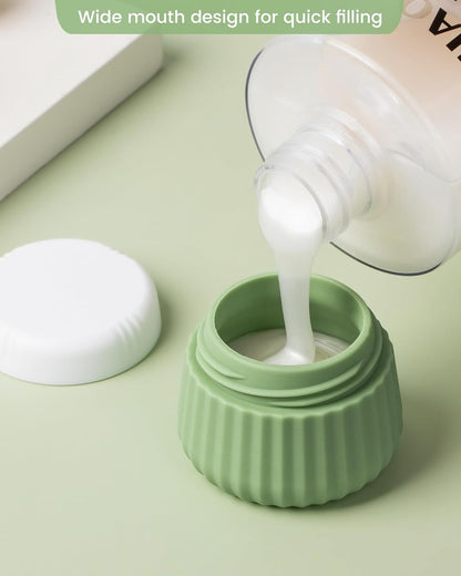 Travel Containers for Toiletries 4 Pack, TSA Approved Travel Size Toiletries, With Clear Bag Leak Proof Silicone Jars, Creams Jars Carrying Small Items