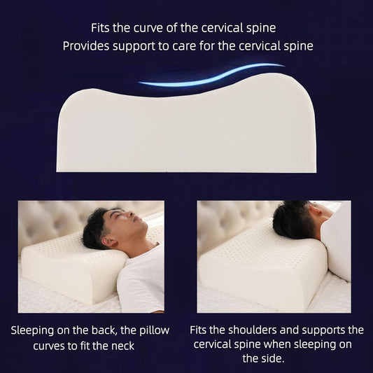 Natural Latex Pillows for Adults, Thick Cervical Neck Contour Sleeping Pillow for Side Back Sleeper, Ergonomic Orthopedic Pillow for Neck Shoulder Pain Relief(Thick-4.7/5.5inches)