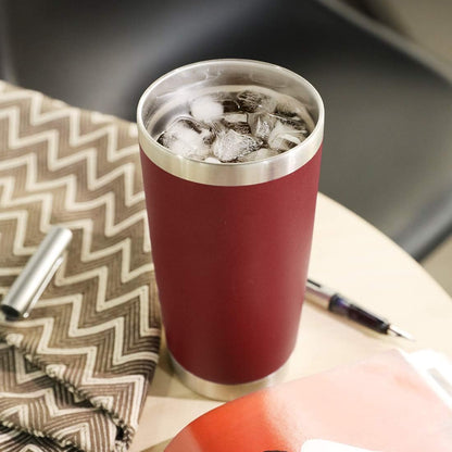 DOMICARE 20oz Stainless Steel Tumbler Bulk with Lid, Double Wall Vacuum Insulated Travel Mug, Powder Coated Coffee Cup (Powder Red, 4)