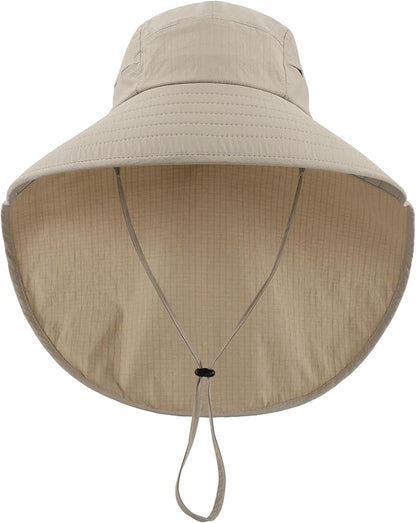 Home Prefer UPF 80+ Sun Hat for Men Women Wide Brim Sun Hat with Neck Flap Summer Safari UV Protection Gardening Fishing Hat