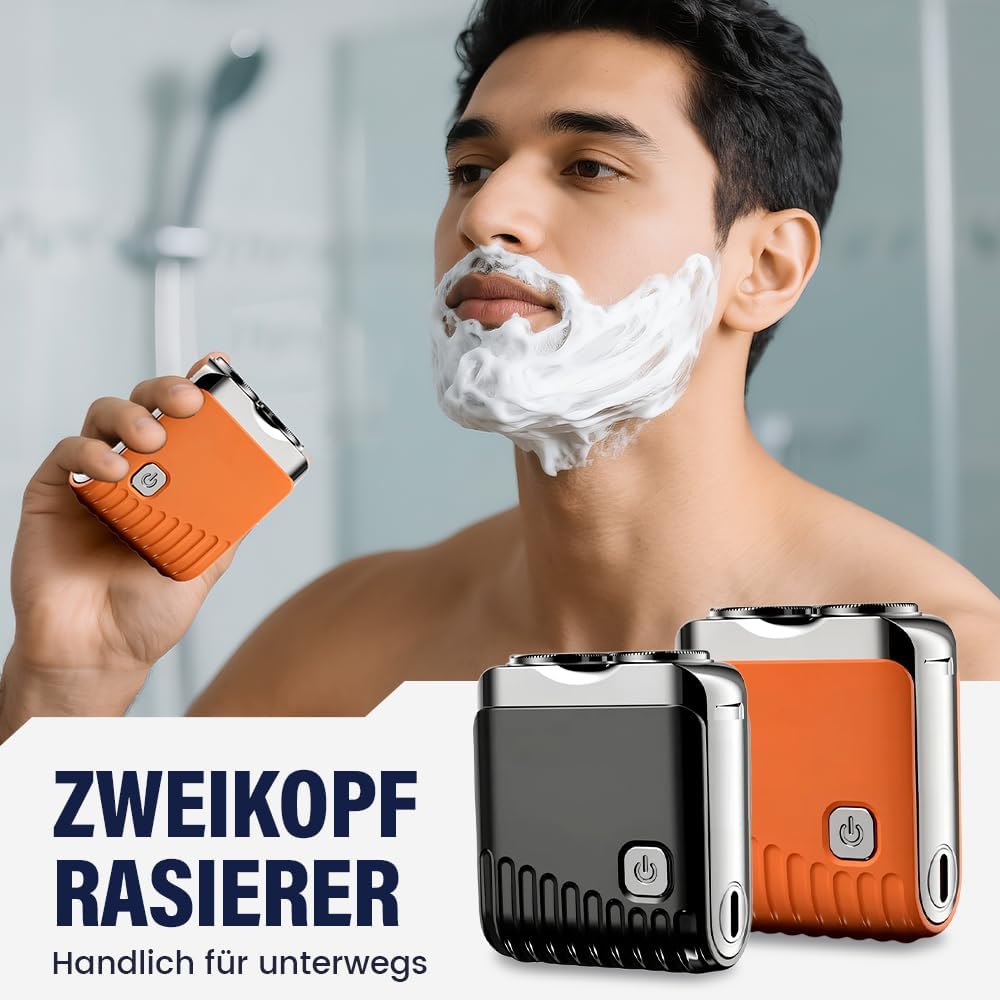 Mini Electric Shaver, Dual Head Waterproof Rechargeable Razor Mini Wet Dry Shaving Razor for Travel Home Use (Black)
