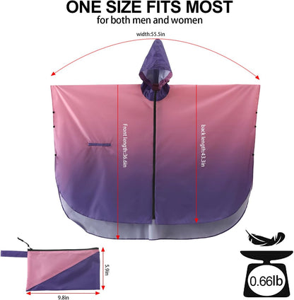 Rain Poncho Jacket Coat Hooded Zipper Style for Women/Men/Adult with Pocket