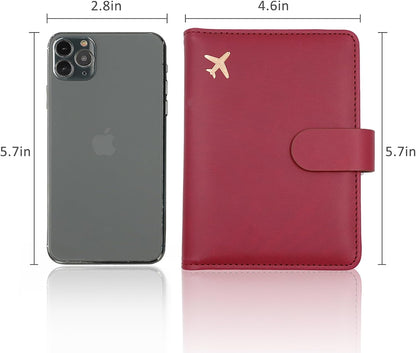 Melsbrinna Premium Leather Passport Holder Covers Case, Waterproof Rfid Blocking Travel Wallet Passport Holder with Pen Holder, Cute Passport Book for Women/Men