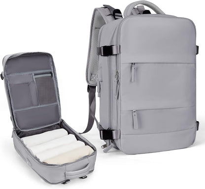 coowoz Travel Backpack For Women Men,Carry On Backpack,Hiking Backpack Waterproof Outdoor Sports Rucksack Casual Daypack Travel Essentials(Grey)