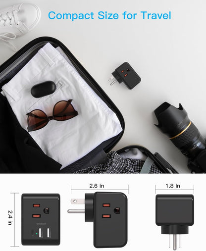Multi Plug Outlet Extender, Power Strip Non Surge Protector Electric Outlet Splitter with 3 USB Wall Charger (1 USB C), Multiple Outlet Expander for Cruise, Dorm, Travel, Home, Black