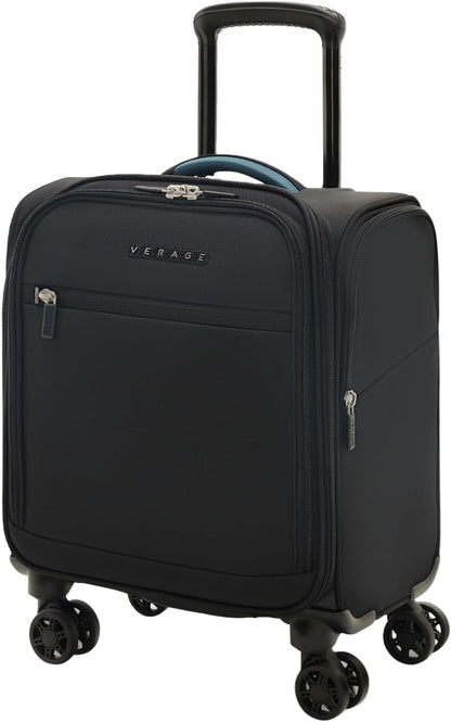 Verage Under Seat Luggage with Wheels, Softside Small Suitcase Spinner Carry On Luggage Bags for Airlines Airplanes Short Trip Men Women (Black, 14.5-Inch Plus Underseat)