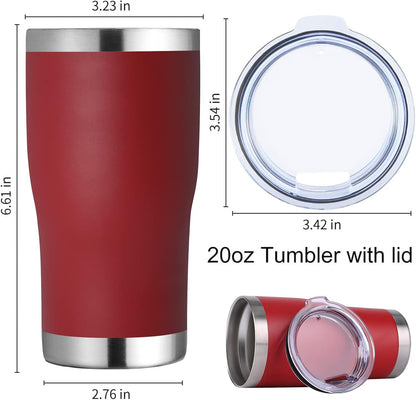 DOMICARE 20oz Tumbler with Lid Stainless Steel Tumblers Bulk, Double Wall Vacuum Insulated Coffee Travel Mug Powder Coated Tumbler, 12 Pack Red