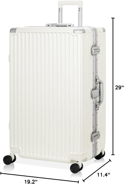 AnyZip Luggage PC+ABS Aluminum Frame Zipperless Checked Luggage Hard Shell Suitcase with TSA Lock Double Spinner Wheels 28 Inch Haze Blue