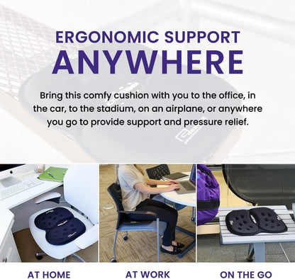 LITE Travel Gel Foam Cushion | Back Pain, Sciatica, Pressure Relief | Relieves Tailbone Discomfort, Promote Healthy Posture | Ergonomic Comfort | Car, Commute, Airplane and Travel - Blue