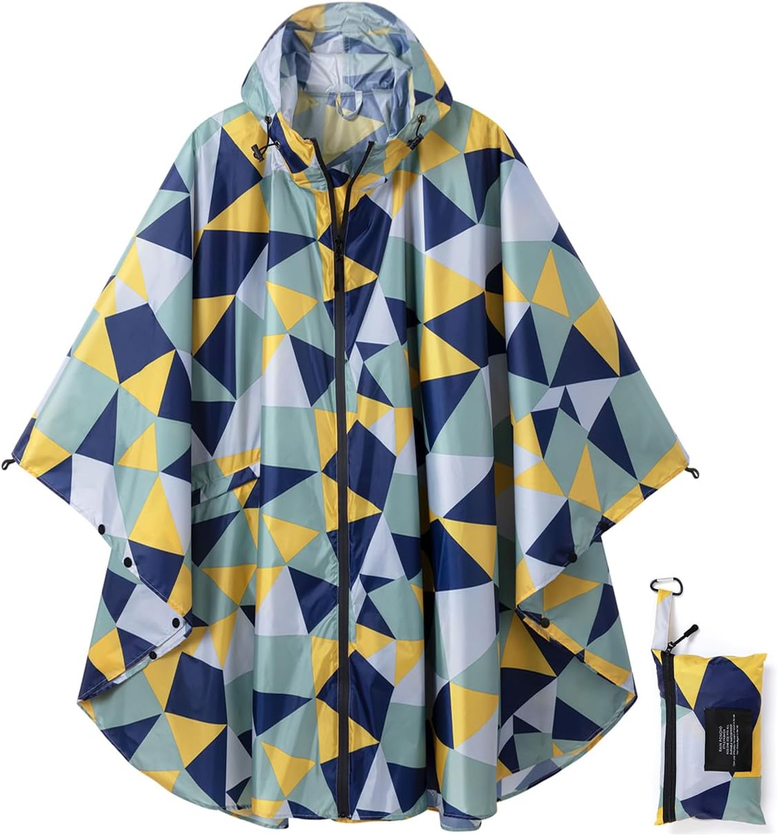 Rain Poncho Jacket Coat Hooded Zipper Style for Women/Men/Adult with Pocket