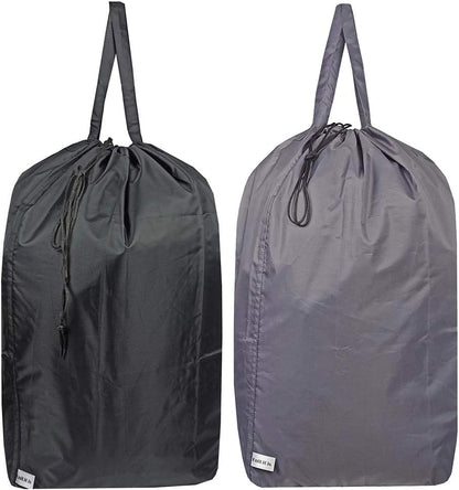 Washable Travel Laundry Bag with Handles and Drawstring, Heavy Duty Large Enough to Hold 3 Loads of Laundry, Fit a Laundry Basket or Clothes Hamper, 27.5x34.5 in,Grey and Black