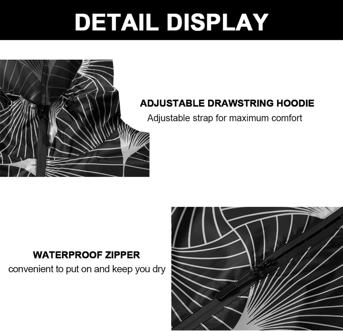 Rain Poncho Jacket Coat Hooded Zipper Style for Women/Men/Adult with Pocket