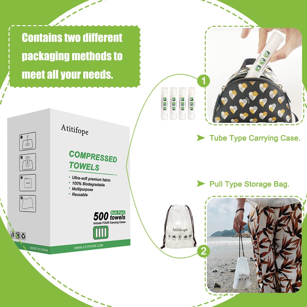 Compressed Towel Camping Hiking Travel Reusable Clean Towels Coin Tissues Bulk Pack 500Count