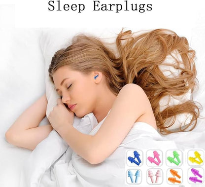 Earplugs for Sleeping Noise Cancelling, Reusable Ear Plugs– Super Soft, Silicone Ear Plug, for Sleeping 8 Pairs, Swimming, Snoring, Concerts, Work, Noisy Places (Color)