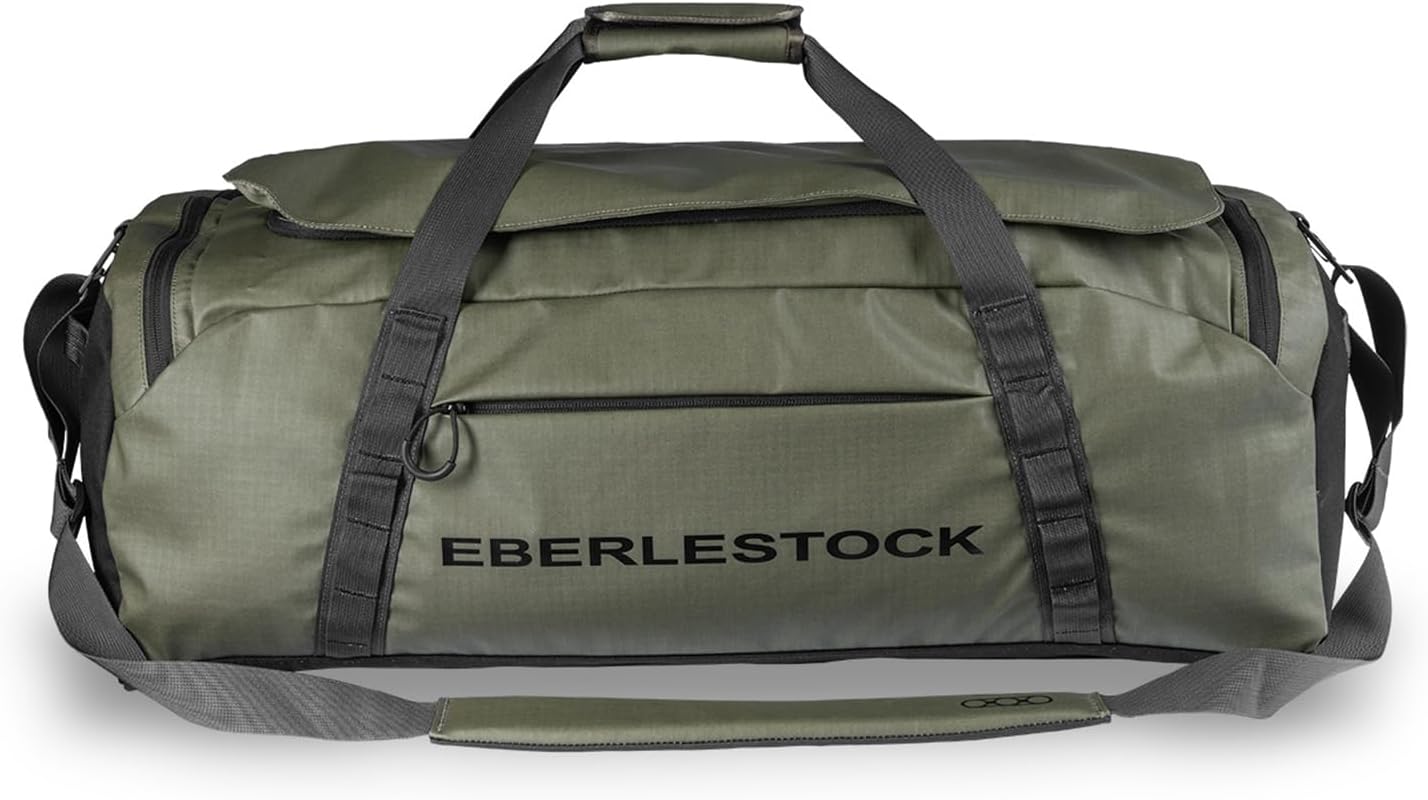 Eberlestock Hyllus Duffel Bag for Men - Durable, Water-Resistant, Small Men's Duffle Bag with Zipper Pockets, Ideal for Travel & Gym, Tactical Gear Bag, Hunting, Fishing, Camping - Military Green, 65L