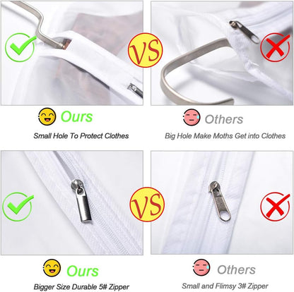 Garment Bags for Hanging Clothes 24''X48'' Suit Bags for Closet Storage (Pack of 6) Plastic Waterproof Suit Cover Bags with Zipper for Coats, Jackets, Shirts