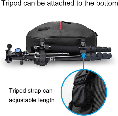 CADeN Camera Bag Sling Backpack Camera Case Waterproof with Rain Cover Tripod Holder, Compatible for DSLR/SLR Mirrorless Cameras (Canon Nikon Sony Pentax) and Accessories Black