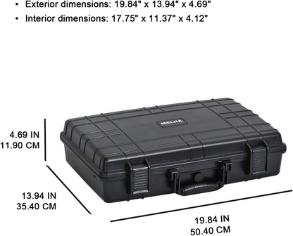MEIJIA Portable Waterproof Protective Case,Hard Camera Case,Customized Fit Foam Inserted, Elegant Black,Fit for Camera, Equipments, Lens,Drones(Black)