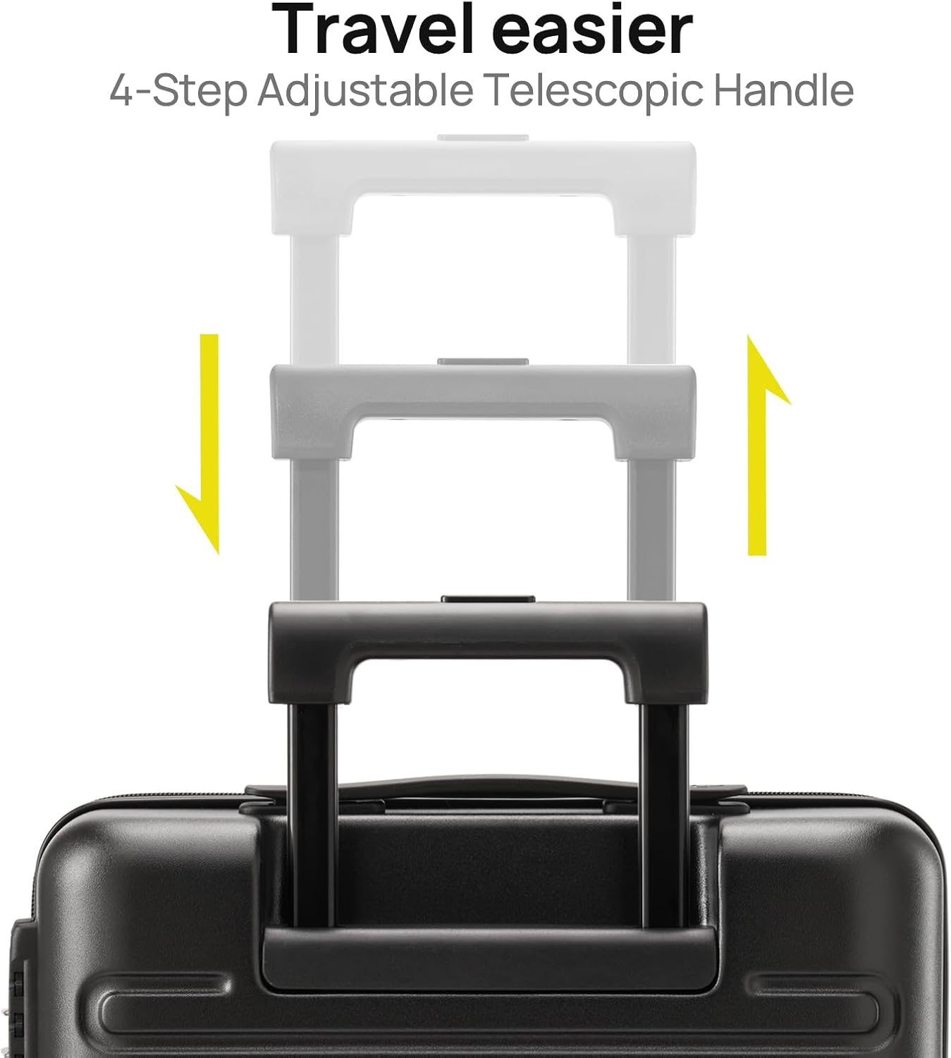 Carry on Luggage 22 X 14 X 9 Airline Approved, 20 Inch Luggage for 3-5 Days Travel, Double Spinner Wheels, 100% Hardshell PC, TSA Lock (09-Black, Checked 28-Inch)