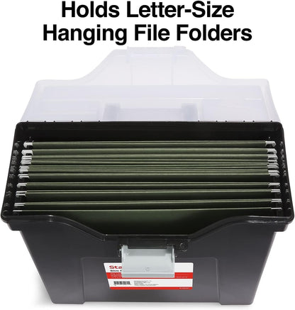 STAPLES Slim Portable File Tote, Letter Size, Black