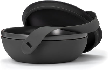 W&P Porter Ceramic Bowl Lunch Container w/ Protective Non-slip Exterior, Charcoal 1 Liter | Lid & Snap-tight Silicone Strap | Food Storage, Bento Box, Meal Prep | BPA-Free Ceramic