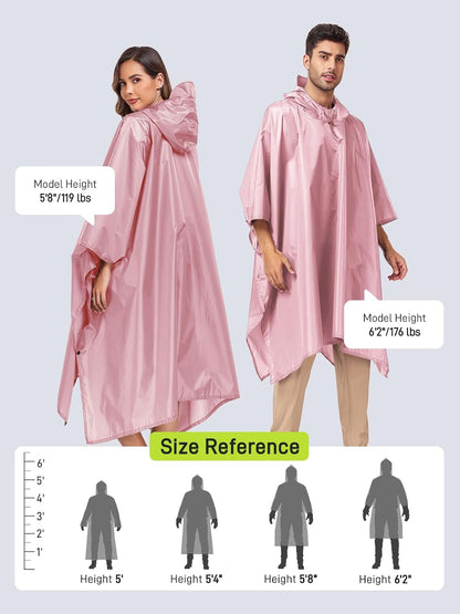 SaphiRose Hooded Rain Poncho Waterproof Raincoat Jacket for Men Women Adults