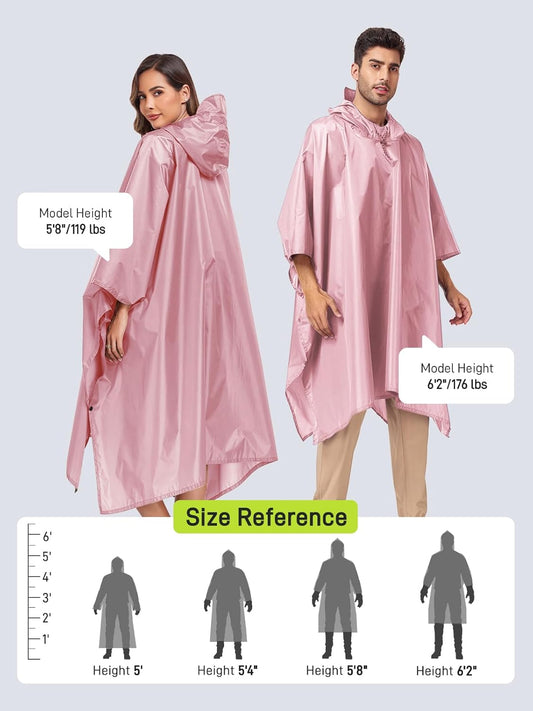 SaphiRose Hooded Rain Poncho Waterproof Raincoat Jacket for Men Women Adults
