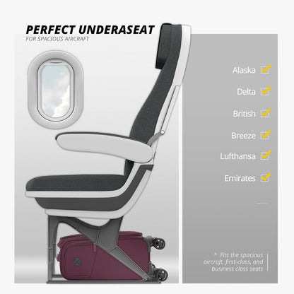 Verage Under Seat Luggage with Wheels, Softside Small Suitcase Spinner Carry On Luggage Bags for Airlines Airplanes Short Trip Men Women (Grape red, 14.5-Inch Plus Underseat)