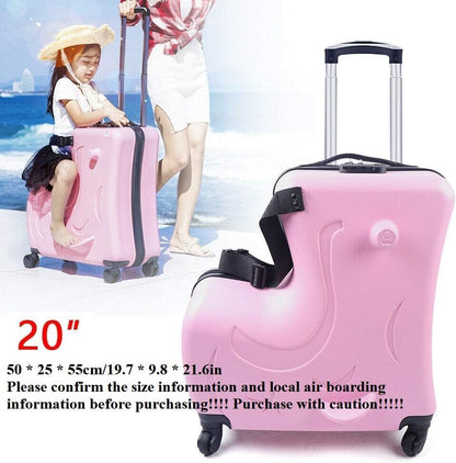 CNCEST 20" Kid's Ride-on Travel Suitcase,Rolling Luggage with Wheels Carry Trolley Luggage with Password Lock,Children's Ride On Trolley Luggage for Children's Day Gift,Festival Gift