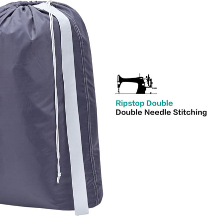HOMEST XL Nylon Laundry Bag with Strap, Large Dirty Garments Organizer, Easy Fit a Hamper or Clothing Basket, Can Carry Up to 4 Loads of Clothes, Gray