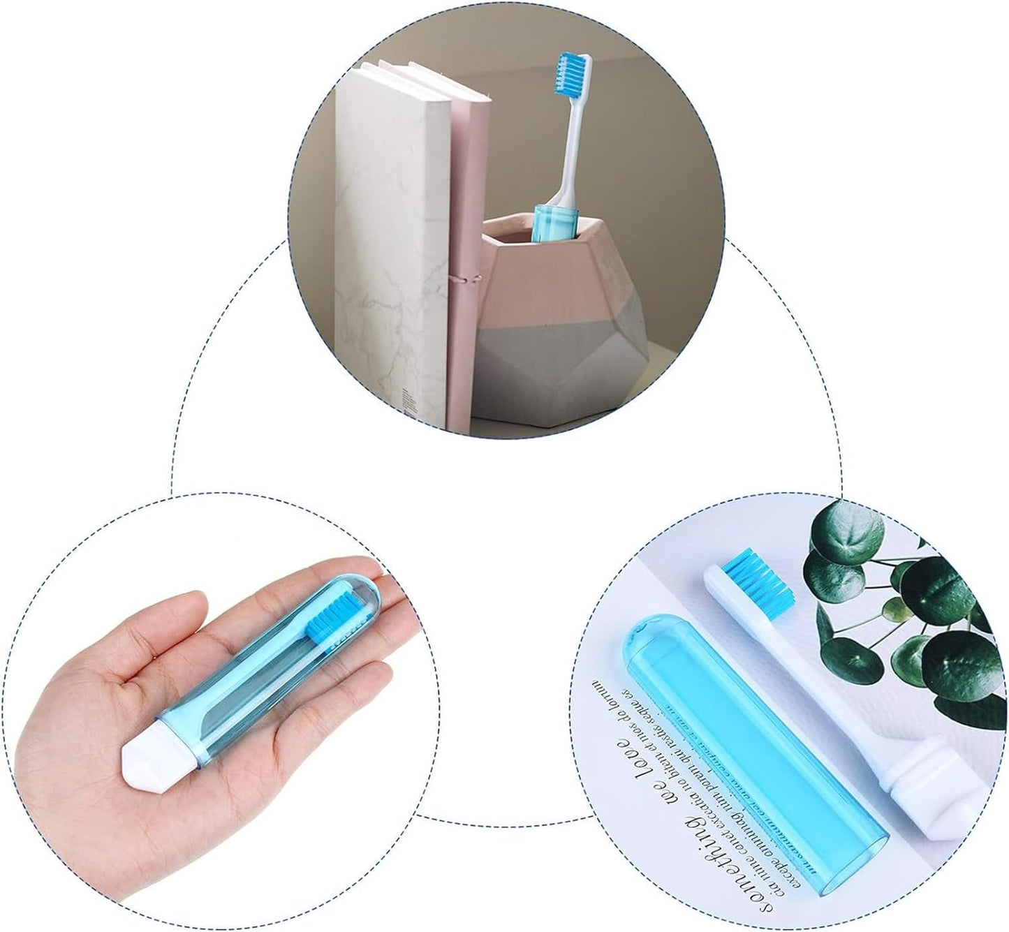 Patelai 4 Pcs Travel Toothbrush Set, Soft Bristle Mini Foldable Tooth Brush with Case, Individually Wrapped Small Portable Travel Size Toiletries Stuff for Camping (Fresh Color)