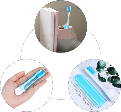 Patelai 4 Pcs Travel Toothbrush Set, Soft Bristle Mini Foldable Tooth Brush with Case, Individually Wrapped Small Portable Travel Size Toiletries Stuff for Camping (Fresh Color)