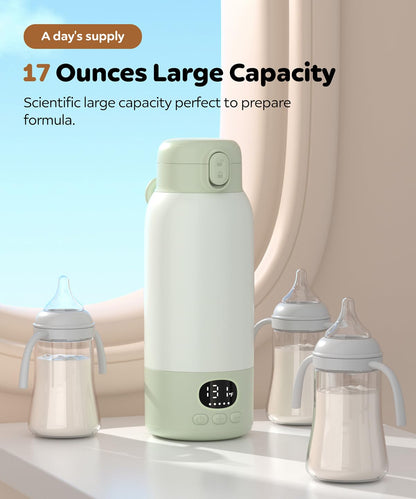 Portable Bottle Warmer 17oz Large Capacity Bottle Warmer for Travel, Fast Heating for Breast Milk Formula and Milk, Suitable for Baby Outdoor Airplane and Car Green5