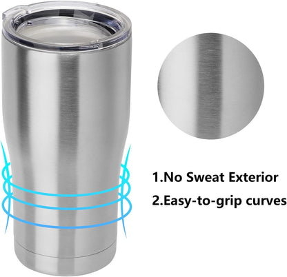 DOMICARE 20oz Tumbler with Lid Stainless Steel Tumblers Bulk, Double Wall Vacuum Insulated Coffee Travel Mug, 4 Pack Stainless Steel