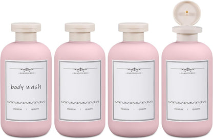ASEVAT 10oz 4pack Refillable Travel Shampoo and Conditioner Bottles, Travel Size containers, Travel Bottle for toiletries, Squeeze Bottles with Flip Cap, Empty Plastic Leak Proof Travel Bottles