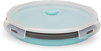 CARTINTS 1200ml Large Collapsible Meal Prep Containers, Reusable Silicone Food Storage Containers, Stackable Fridge Storage Containers, With Leakproof Lids, Microwave and Freezer Safe, Blue