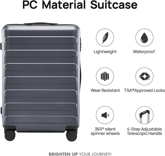 Carry on Luggage 22 X 14 X 9 Airline Approved, 20 Inch Luggage for 3-5 Days Travel, Double Spinner Wheels, 100% Hardshell PC, TSA Lock (02-Grey (Basic), Checked 24-Inch)